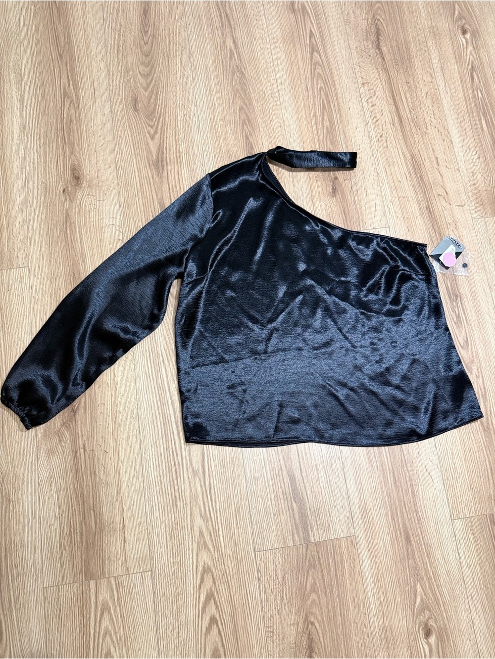 Project Runway Black Satin One Shoulder Choker Top XL NWT Party Blouse